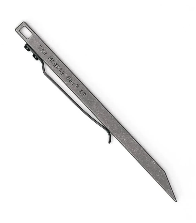 Main image of The Mighty Bar LT, Long Titanium Edition Pry Bar Tool, Stainless Steel Pocket Clip for EDC Made by Gear Spool