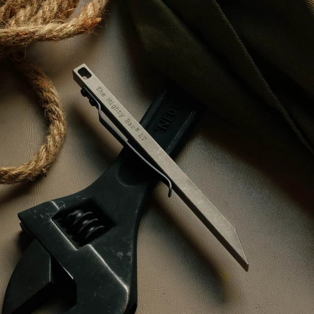 Alt view image 4 of 7 - The Mighty Bar LT, Long Titanium Edition Pry Bar Tool, Stainless Steel Pocket Clip for EDC Made by Gear Spool