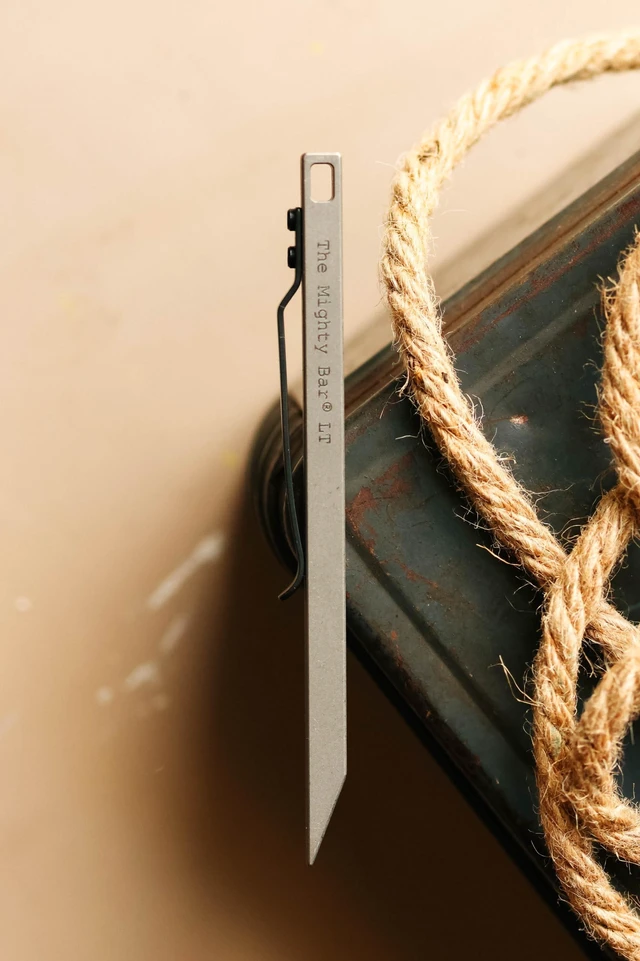 Alt view image 5 of 7 - The Mighty Bar LT, Long Titanium Edition Pry Bar Tool, Stainless Steel Pocket Clip for EDC Made by Gear Spool