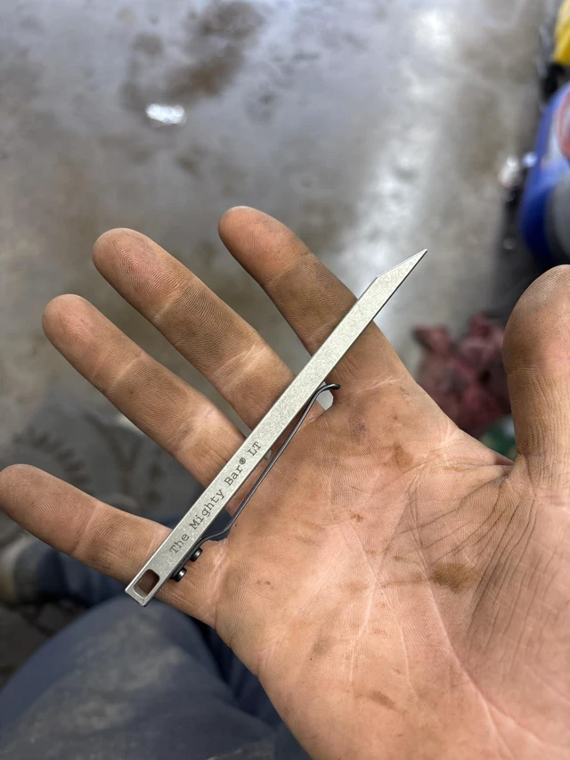 Alt view image 7 of 7 - The Mighty Bar LT, Long Titanium Edition Pry Bar Tool, Stainless Steel Pocket Clip for EDC Made by Gear Spool