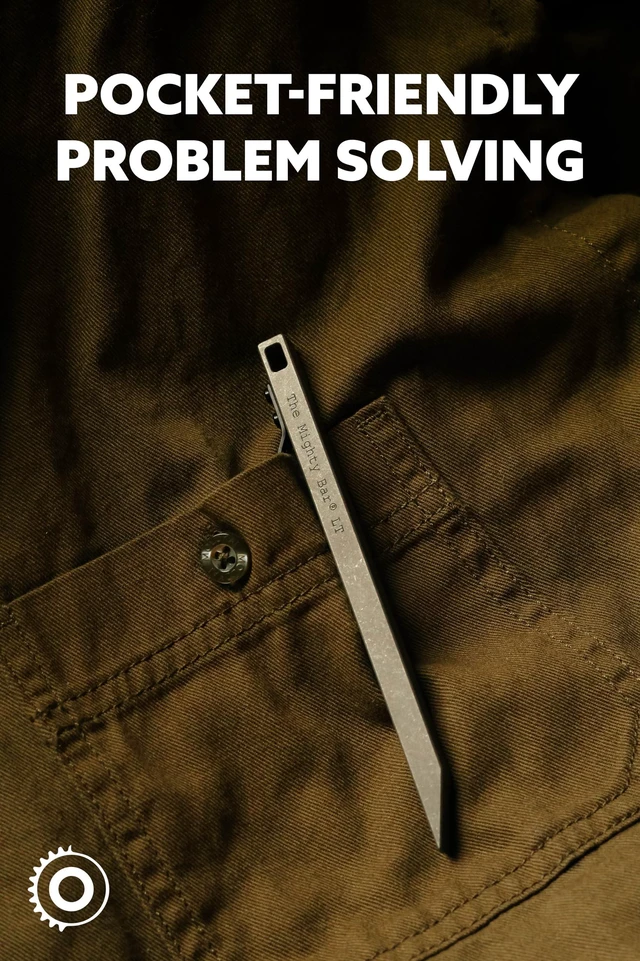 Alt view image 6 of 7 - The Mighty Bar LT, Long Titanium Edition Pry Bar Tool, Stainless Steel Pocket Clip for EDC Made by Gear Spool