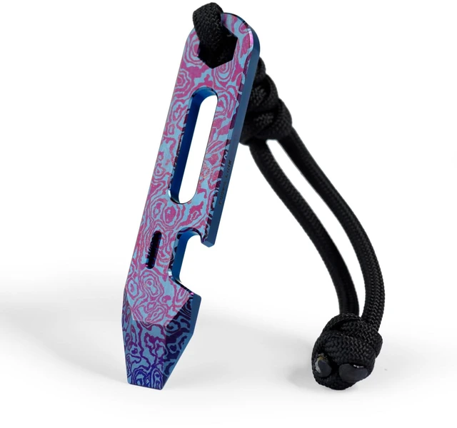 Main image of Titanium EDC Pry Bar with Bottle Opener, Wrench & Ruler, OLT03 | 4-in-1 Multitool, Keychain Prybar Tool, Ultra-Light Pocket Pry Tool for Everyday Carry & Outdoor, Damascus Purple