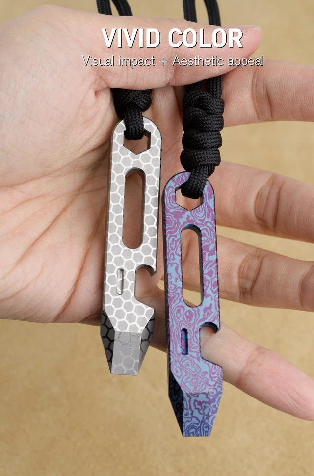Alt view image 3 of 7 - Titanium EDC Pry Bar with Bottle Opener, Wrench & Ruler, OLT03 | 4-in-1 Multitool, Keychain Prybar Tool, Ultra-Light Pocket Pry Tool for Everyday Carry & Outdoor, Damascus Purple