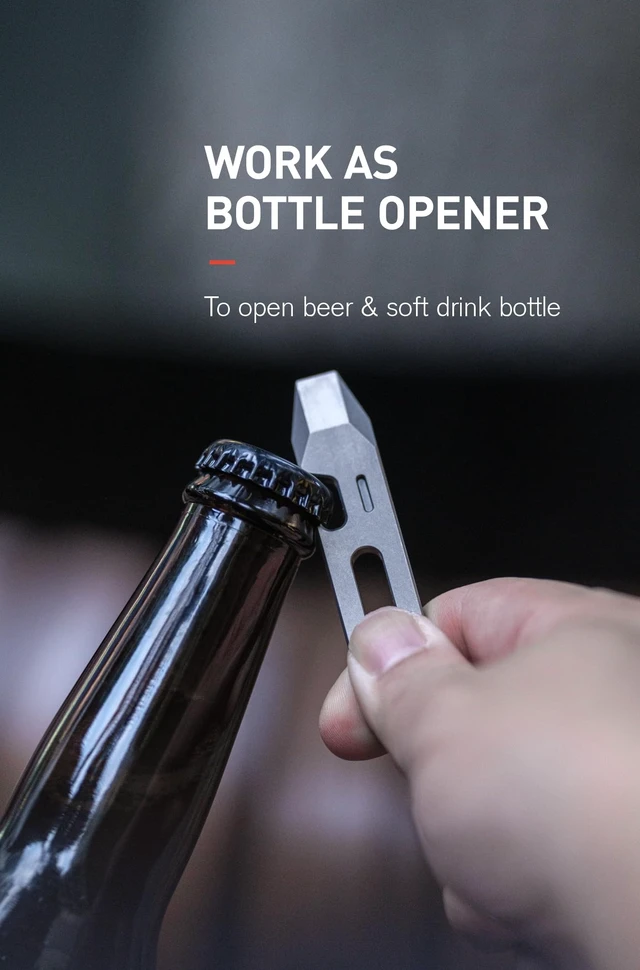 Alt view image 3 of 7 - Titanium EDC Pry Bar with Bottle Opener, Wrench & Ruler, OLT03 | 4-in-1 Multitool, Keychain Prybar Tool, Ultra-Light Pocket Pry Tool for Everyday Carry & Outdoor, Gunmetal Grey