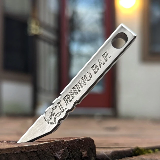 Alt view image 2 of 7 - Rhino Bar EDC Stainless Steel Mini Pry Bar Tool, Stainless | Keychain-ready design; screwdriver tip; box-opening edge; minimalist pocket profile; durable everyday utility