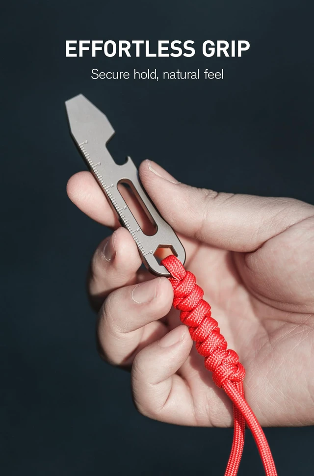 Alt view image 7 of 7 - Titanium EDC Pry Bar with Bottle Opener, Wrench & Ruler, OLT03 | 4-in-1 Multitool, Keychain Prybar Tool, Ultra-Light Pocket Pry Tool for Everyday Carry & Outdoor, Gunmetal Grey