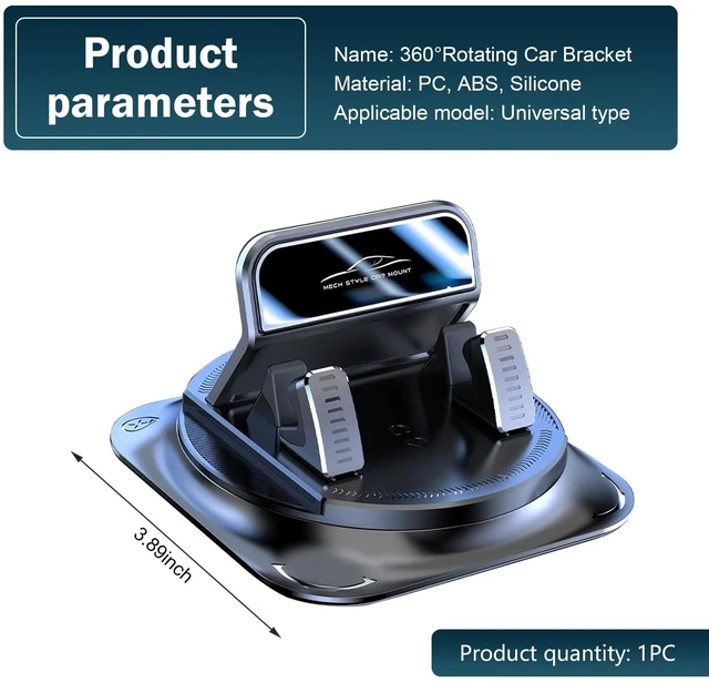 Alt view image 2 of 7 - 360 Degree Phone Holder Rotating Car, Dashboard Cell Phone Holder, Non-Slip Navigation Bracket, Universal for Most Cars (Black)