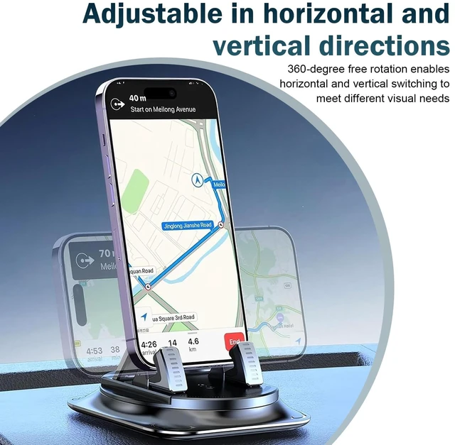 Alt view image 7 of 7 - 360 Degree Phone Holder Rotating Car, Dashboard Cell Phone Holder, Non-Slip Navigation Bracket, Universal for Most Cars (Black)