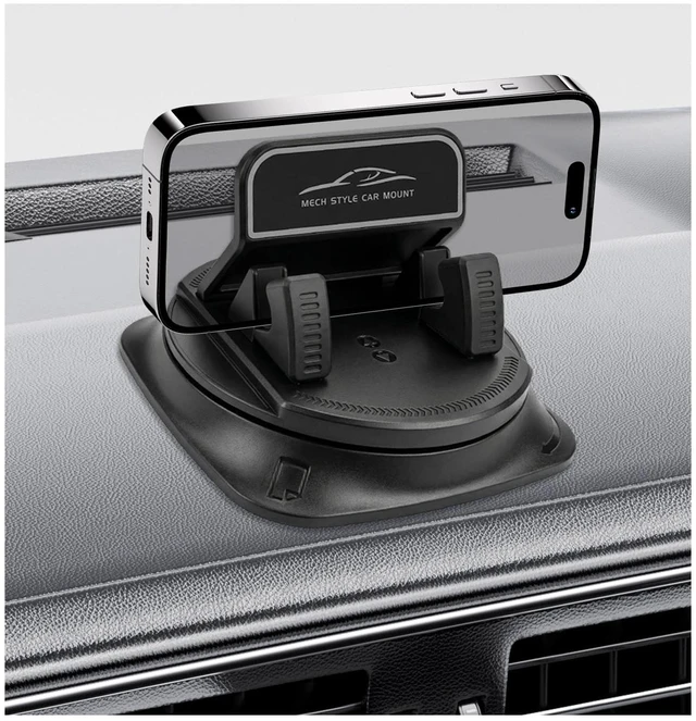 Main image of 360 Degree Rotation Dashboard Phone Holder for Car, Auto Dash Cell Phone Holder with Anti-Slip Grips, One-Hand Operation Vehicle Navigation Bracket for Most Smartphones