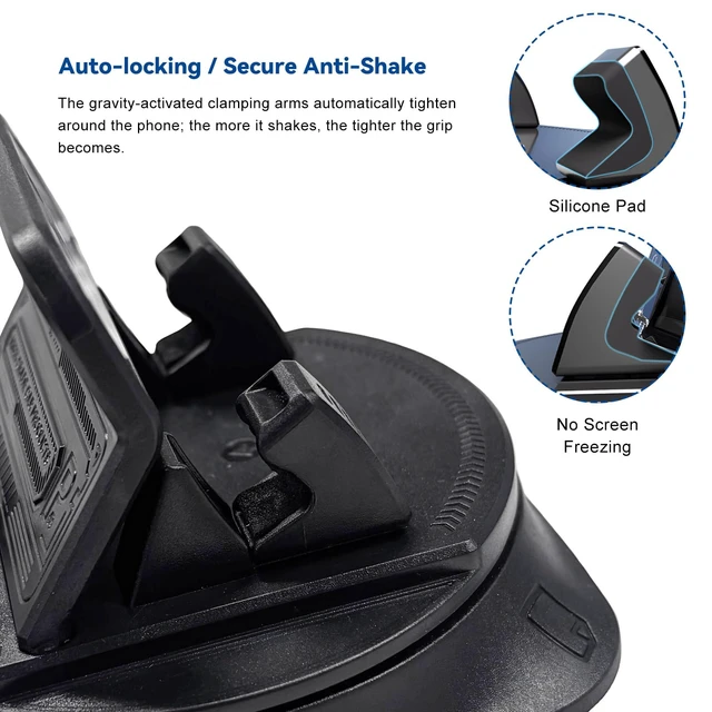 Alt view image 3 of 6 - 360 Degree Rotation Dashboard Phone Holder for Car, Auto Dash Cell Phone Holder with Anti-Slip Grips, One-Hand Operation Vehicle Navigation Bracket for Most Smartphones