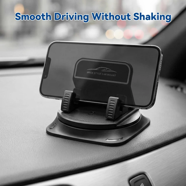 Alt view image 4 of 6 - 360 Degree Rotation Dashboard Phone Holder for Car, Auto Dash Cell Phone Holder with Anti-Slip Grips, One-Hand Operation Vehicle Navigation Bracket for Most Smartphones