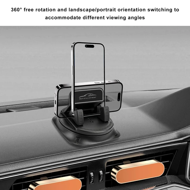 Alt view image 5 of 6 - 360 Degree Rotation Dashboard Phone Holder for Car, Auto Dash Cell Phone Holder with Anti-Slip Grips, One-Hand Operation Vehicle Navigation Bracket for Most Smartphones