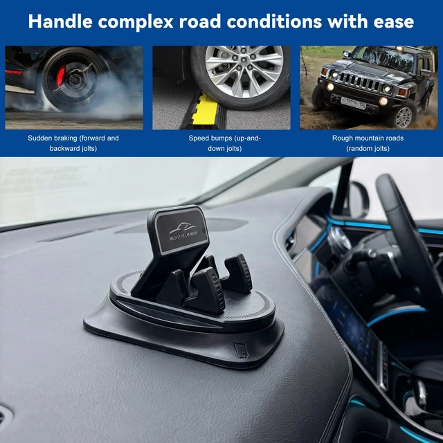 Alt view image 6 of 6 - 360 Degree Rotation Dashboard Phone Holder for Car, Auto Dash Cell Phone Holder with Anti-Slip Grips, One-Hand Operation Vehicle Navigation Bracket for Most Smartphones