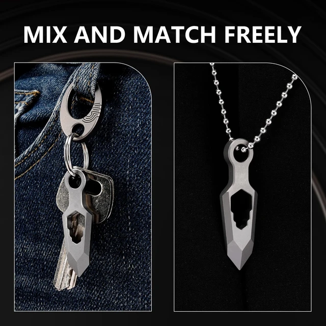 Alt view image 4 of 7 - Titanium EDC Pry Bar Multitool, Mini Keychain Prybar Tool with Box Opener, Small Pocket Crowbar Tool