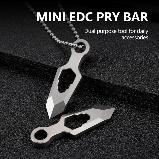 Alt view image 5 of 7 - Titanium EDC Pry Bar Multitool, Mini Keychain Prybar Tool with Box Opener, Small Pocket Crowbar Tool