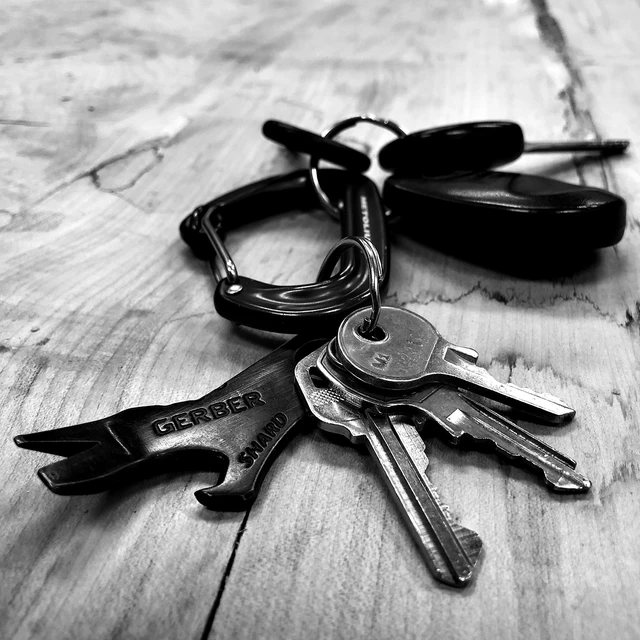 Alt view image 3 of 6 - Shard 7-in-1 EDC Keychain Multitool, Bottle Opener, Pry Bar, Black | 7-in-1 compact keychain tool, wire stripper, screwdriver, bottle opener, everyday carry, gifts for men