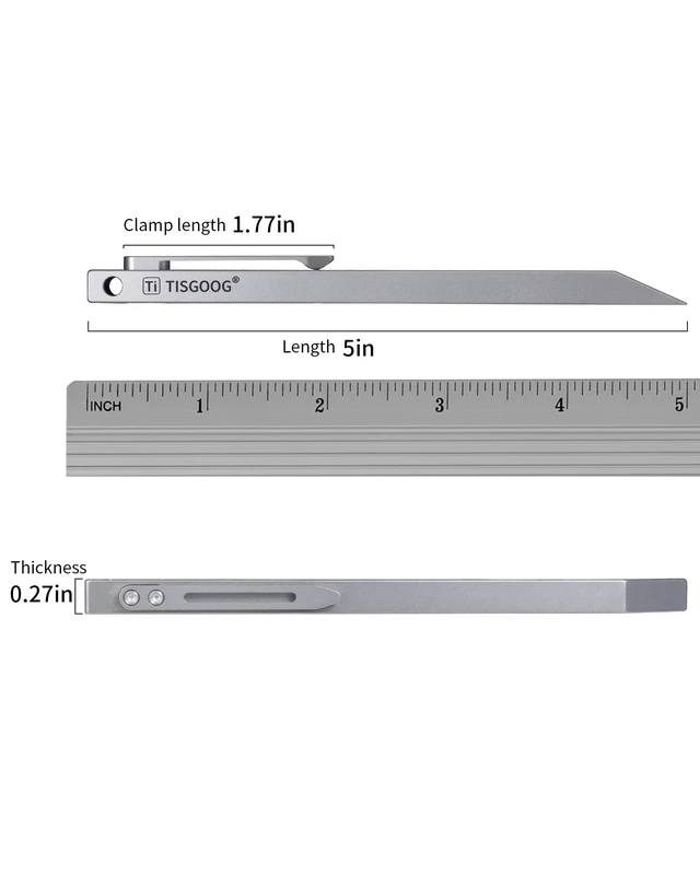 Alt view image 3 of 6 - Titanium Pry Bar, 5 Inch Long Pry Bar, EDC Pocket Tool with Clip, Lightweight