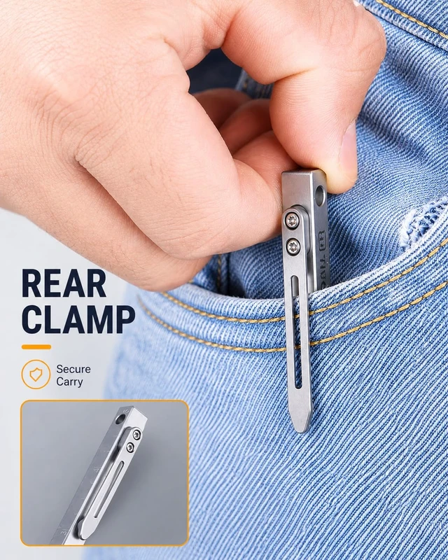Alt view image 5 of 6 - Titanium Pry Bar, 5 Inch Long Pry Bar, EDC Pocket Tool with Clip, Lightweight