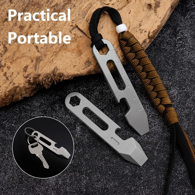 Alt view image 6 of 7 - 4-in-1 Titanium EDC Pry Bar Multitool with Bottle Opener, Hex Wrench & Ruler, Keychain Pocket Pry Tool for Everyday Carry, Camping & Outdoor Gear