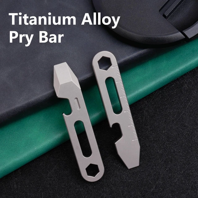 Alt view image 7 of 7 - 4-in-1 Titanium EDC Pry Bar Multitool with Bottle Opener, Hex Wrench & Ruler, Keychain Pocket Pry Tool for Everyday Carry, Camping & Outdoor Gear