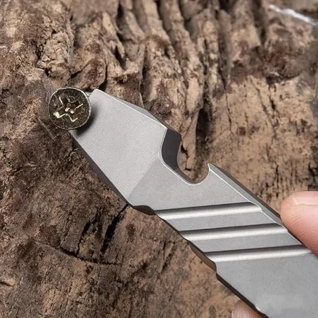 Alt view image 5 of 6 - Titanium EDC Pry Bar Tool 4 Pocket Prybar with Bottle Opener, Flathead Screwdriver, Box Opener & Scraper Compact Multi Tool for Everyday Carry