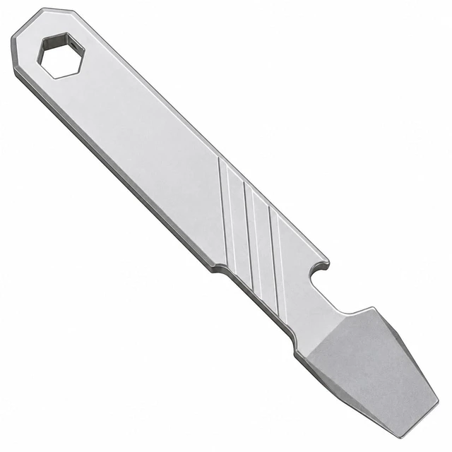 Main image of Titanium EDC Pry Bar Tool 4 Pocket Prybar with Bottle Opener, Flathead Screwdriver, Box Opener & Scraper Compact Multi Tool for Everyday Carry