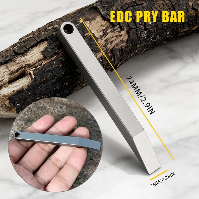 Alt view image 2 of 7 - Titanium EDC Pry Bar, Pocket Tool for Prying, Scraping & Flathead Screws | Bottle Opener, Can Prier, Scraper, Screwdriver, Lightweight, Pocket Size, Keychain Ring, Daily Carry, 2.9in, 0.47oz