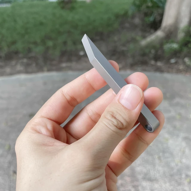 Alt view image 6 of 7 - Titanium EDC Pry Bar, Pocket Tool for Prying, Scraping & Flathead Screws | Bottle Opener, Can Prier, Scraper, Screwdriver, Lightweight, Pocket Size, Keychain Ring, Daily Carry, 2.9in, 0.47oz