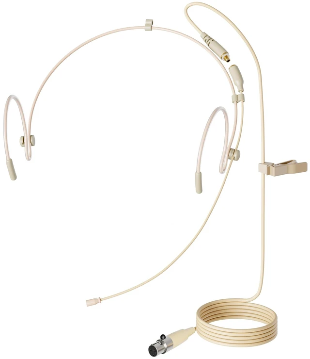 Main image of MIC-J 071S Headset Microphone Compatible with AKG and Samson Bodypacks | Mini XLR TA3F Detachable Cable, Beige Omnidirectional Condenser Headworn Mic for Presentations and Public Speaking