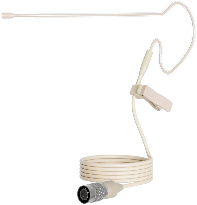 Main image of MIC-J S90 Earhook Microphone Compatible with Audio-Technica Bodypacks | Hirose 4 Pin Connector Omni Condenser Single-Ear Headset Headworn Microphone Lightweight Beige Low-Profile for Presentations