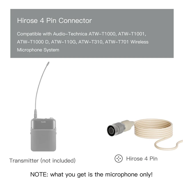 Alt view image 3 of 4 - MIC-J S90 Earhook Microphone Compatible with Audio-Technica Bodypacks | Hirose 4 Pin Connector Omni Condenser Single-Ear Headset Headworn Microphone Lightweight Beige Low-Profile for Presentations