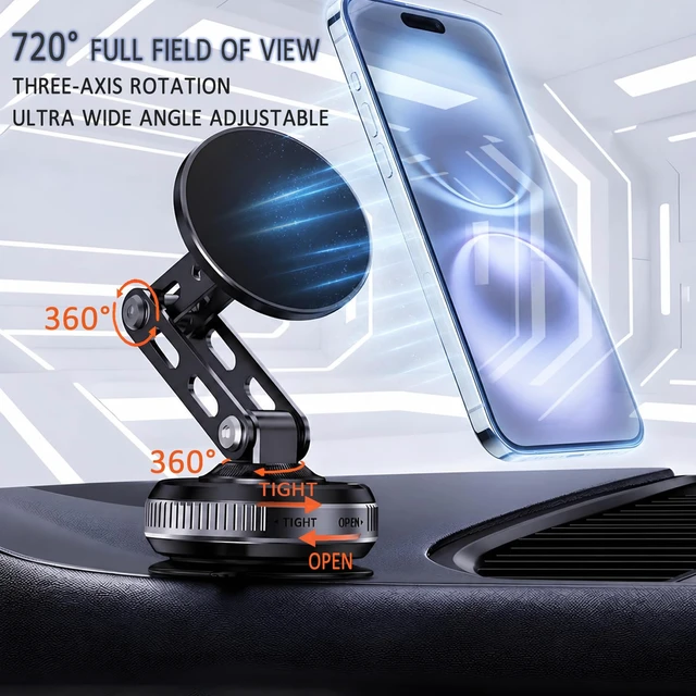 Alt view image 4 of 7 - Vacuum Magnetic Car Phone Mount, 360°Rotating Phone Holder for Car | Iphone Car Phone Holder Mount, Dashboard Windshield Suction Cup Phone Mounts, Magsafe Car Mount for IPhone 16~18 and Android