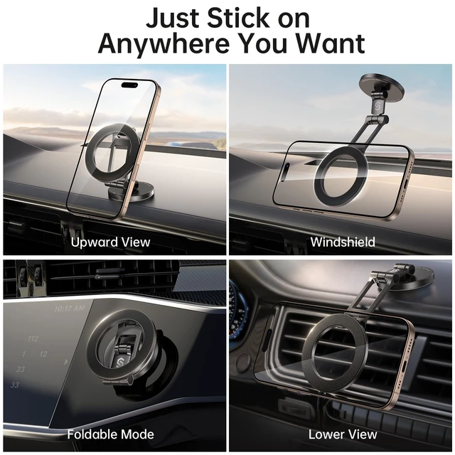 Alt view image 2 of 7 - Fits MagSafe Car Mount Magnetic Phone Holder for Dash and Tesla | Strong Magnets, All Metal, Flexible 3 Axis, 360° Rotation, Dashboard and Screen Support, For iPhone 18 17 16 15 14 Pro Max