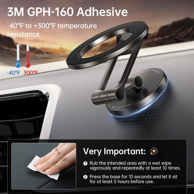 Alt view image 3 of 7 - Fits MagSafe Car Mount Magnetic Phone Holder for Dash and Tesla | Strong Magnets, All Metal, Flexible 3 Axis, 360° Rotation, Dashboard and Screen Support, For iPhone 18 17 16 15 14 Pro Max