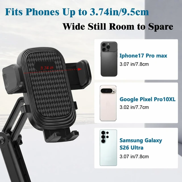 Alt view image 5 of 7 - 2-in-1 Cup Holder Phone Mount, Adjustable Phone Cup Holder for Car | Quick-Install, Anti-Slip, Fits Most Smartphones, Compatible with Big Bottles