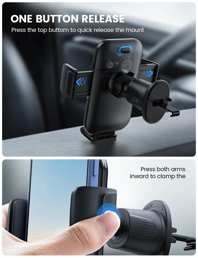 Alt view image 6 of 7 - 2026 Wider Clamp & Metal Hook Car Phone Holder Vent Accessories | Thick Cases Friendly Phone Holders for Your Car Mount Hands Free for Women Men Gift for iPhone 18 17 16 15 Duo Pro Max Grey