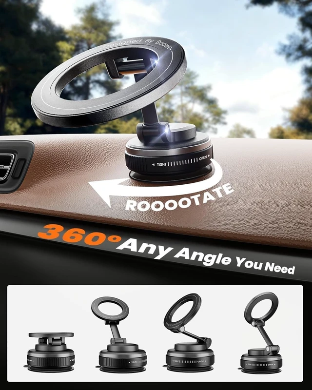 Alt view image 4 of 7 - Magnetic Phone Holder for Car, 360° Adjustable Vacuum Car Mount Suction Cup, Phone Mount for Car Accessories/Windshield/Mirror/Kitchen/Gym for iPhone 17 Pro Max 16 15 14 15
