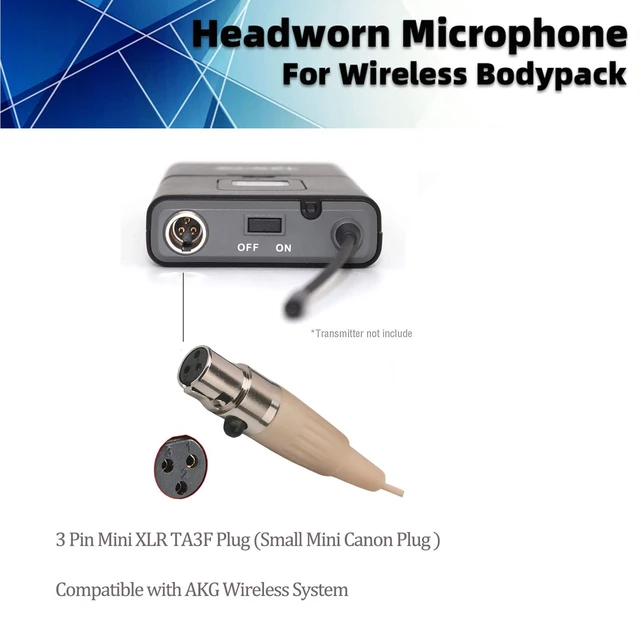 Alt view image 3 of 7 - Headset Microphone Headworn Single Earset Over Ear Hanging Condenser Mic Compatible with AKG Wireless System Bodypack Transmitter, Ideal for Singing, Churches, Stage Performance Beige