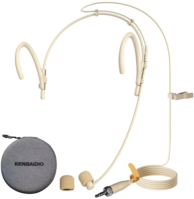 Main image of Microphone Headset Discreet Headworn Earset Over Ear Hanging Mic Compatible with Sennheiser Wireless System Bodypack Transmitter for Performance Theater Lecture Podcasts, 3.5mm Female Screw Plug