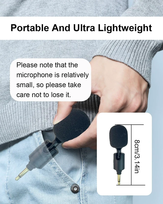 Alt view image 6 of 7 - 3.5mm Mini 2-Pole Omnidirectional Mic | 90°Flexible Condenser Microphone for Meeting Teacher's Lecture Live, Noise Cancelling Small Mi, Plug and Play