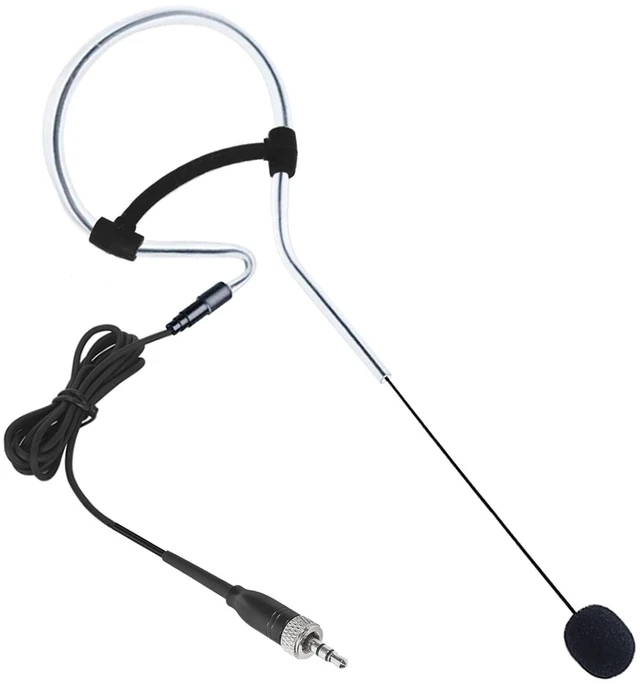 Main image of Black Single Earset Headset Microphone Compatible with Sennheiser | Headworn Over Ear Hanging Condenser Mic for Wireless Bodypack Transmitter System with 3.5mm Female Screw Plug