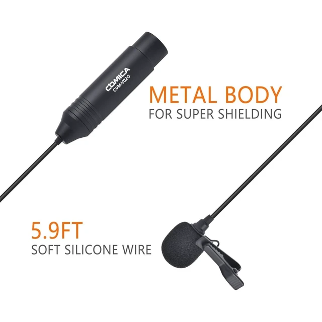 Alt view image 4 of 7 - XLR Lavalier Condenser Microphone,CVM-V02O Omnidirectional Lapel Lavalier Microphone,Clip on Mic Interview Kit for Recorder Mixer camcorders Zoom H4n H5 H6 Tascam DR 40 DR100 (5.9f,1 Pack)