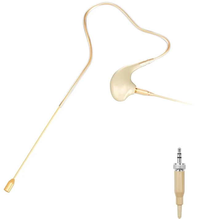 Main image of Headset/Headworn Microphone Single Earset Ear-Hook Over Ear Hanging Condenser Mic Compatible with Sennheiser Wireless System Bodypack Transmitter, for Performance, Theater, Lecture - Beige C2