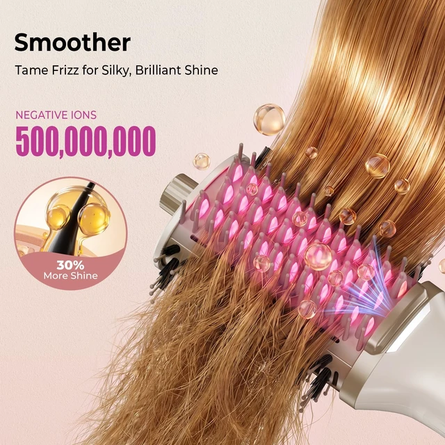 Alt view image 3 of 7 - 5-in-1 Blow Dryer Brush with Heated Comb | Hair Dryer Brush for Thick Curly Hair, Wet & Dry Use, 2x Faster Drying, 5x Smoother Hair Results, Frizz-Free, Low Heat Damage