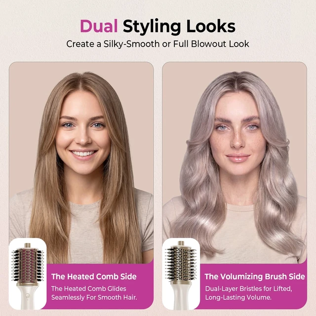 Alt view image 5 of 7 - 5-in-1 Blow Dryer Brush with Heated Comb | Hair Dryer Brush for Thick Curly Hair, Wet & Dry Use, 2x Faster Drying, 5x Smoother Hair Results, Frizz-Free, Low Heat Damage