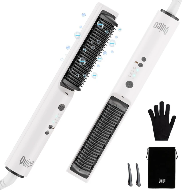Main image of Hair Straightener Brush, 100-240V Dual Voltage Straightener Brush | Ionic Straightener Comb for Women, Ceramic Electric Hot Comb Flat Iron, Auto Temp Lock&Auto-Off Function, Global Use