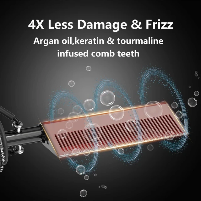 Alt view image 5 of 6 - LCD Screen Digital Display Diamond Shaped Hot Comb, Black, 13.1 x 2.3 inches, 500 Degree Plug in Hot Comb with Adjustable Temperatures, Temperature Lock, Suitable for All Hair Types