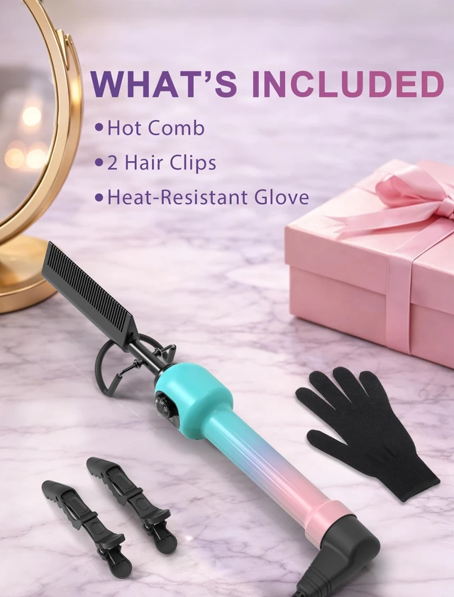 Alt view image 7 of 7 - Professional Hot Comb for Wigs and Black Hair, Electric Pressing Comb with Anti-Scald Design, 5 Heat Settings 280450°F, Dual Voltage Straightening Comb for Roots, Edges, Lace Fronts and Natural Hair