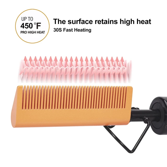 Alt view image 2 of 6 - Small Ceramic Hot Comb for Lace Front Wigs - Dual Voltage, Fast Heating Straightener for Black Hair and Wigs
