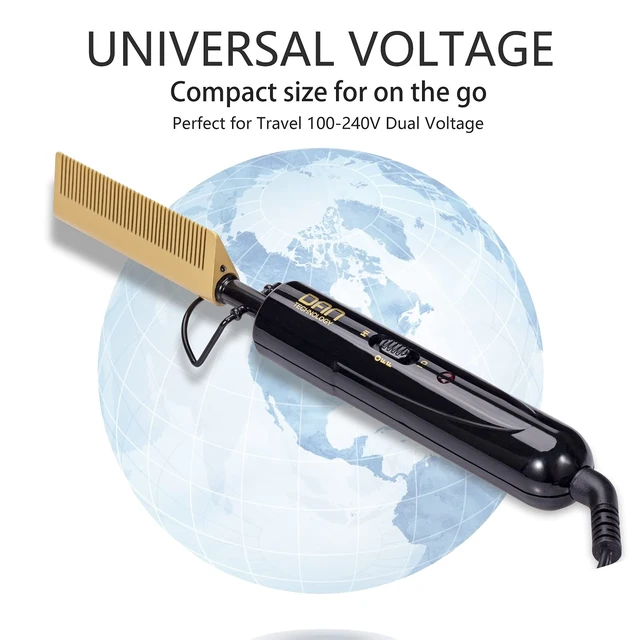 Alt view image 5 of 6 - Small Ceramic Hot Comb for Lace Front Wigs - Dual Voltage, Fast Heating Straightener for Black Hair and Wigs